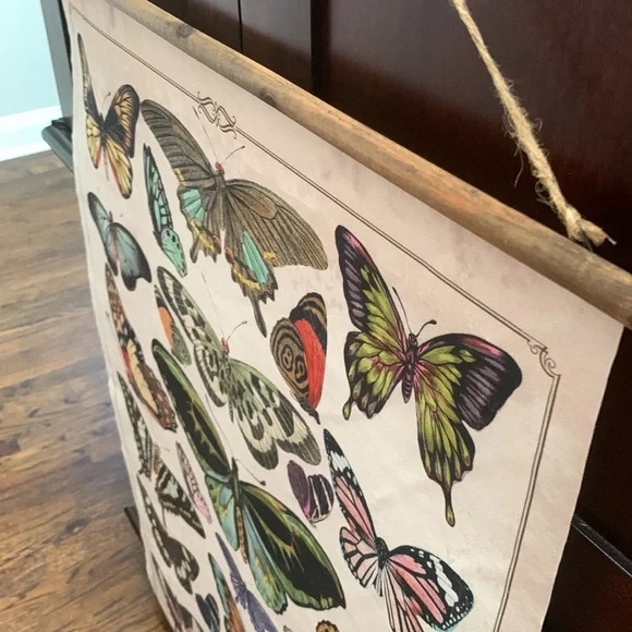 Butterflies Burlap & Wood Scroll Wall Décor - Picture 5 of 15